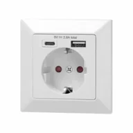 Gniazdka elektryczne - Orno Gniazdo pojedyncze 2p+z usb-a + - miniaturka - grafika 1