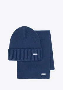 Męski komplet zimowy: czapka i szalik granatowy - Czapki męskie Męski komplet zimowy: czapka i szalik granatowy - Czapki męskie - miniaturka - grafika 1