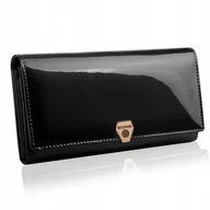 Portfele - Portfel Damski Skórzany Betlewski czarny lakierowany duży Rfid - miniaturka - grafika 1