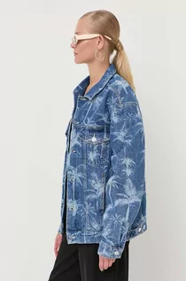 Kurtki damskie - Guess kurtka jeansowa damska kolor niebieski przejściowa oversize - grafika 1
