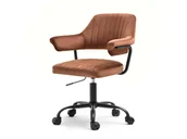 Fotele i krzesła biurowe - FOTEL MIEDZIANY DO BIURKA WELUROWY MERLIN Z CZARNĄ PODSTAWĄ - miniaturka - grafika 1