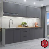 Meble kuchenne - Meble kuchenne z Blatem 2,6 m Flip szary [M1-K7] - miniaturka - grafika 1