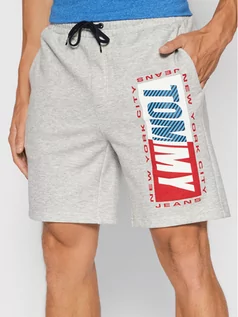 Spodnie sportowe męskie - Tommy Jeans Szorty sportowe Tjm Essential Logo DM0DM11066 Szary Loose Fit - grafika 1