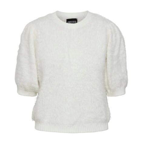 PIECES SWETER DAMSKI KREMOWY ZE ZDOBIENIEM S DRB