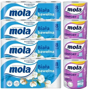 Papier toaletowy Mola White (8 rolek) x 4 opakowania + Ręcznik papierowy Mola Komfort 4 sztuki - Papier toaletowy - miniaturka - grafika 1