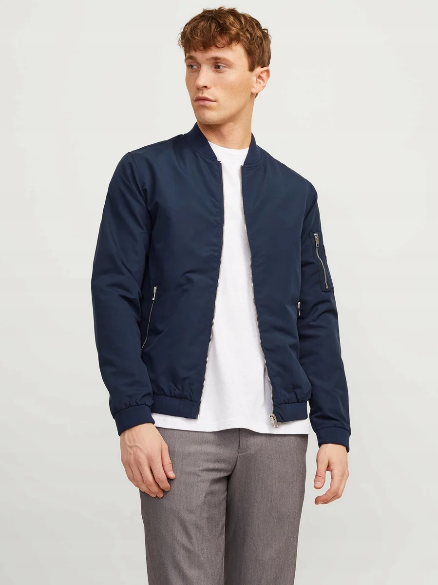 JACK&JONES KURTKA MĘSKA BOMBER GRANATOWA NA ZAMEK M 7CA