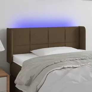 Lumarko Zagłówek do łóżka z LED, ciemnobrązowy, 93x16x78/88 cm, tkanina - Inne meble do sypialni - miniaturka - grafika 1