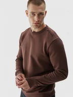 Bluzy sportowe męskie - Męska bluza dresowa nierozpinana bez kaptura 4F 4FWAW24TSWSM1258 - brązowa - miniaturka - grafika 1