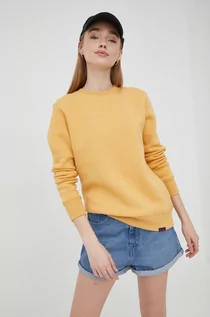 Bluzy damskie - Superdry bluza damska kolor żółty melanżowa - grafika 1