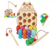 Łamigłówki - Drewniane Gra Łowienie Rybek Na Magnes Montessori - miniaturka - grafika 1
