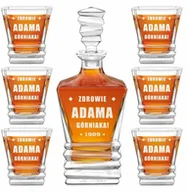 Karafki - Karafka geometric z 6 szklankami i grawerem dla niego na urodziny - miniaturka - grafika 1