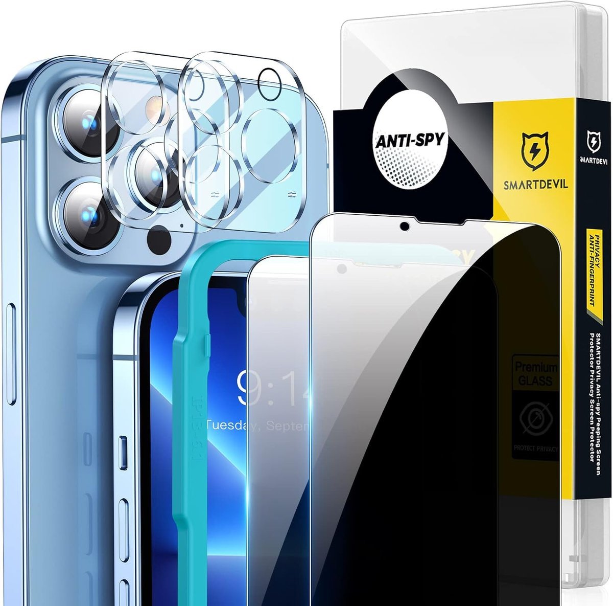 SMARTDEVIL Szkło Hartowane 9h Do iPhone'a 13 Pro, 6,1 cala Zestaw 2 Sztuki