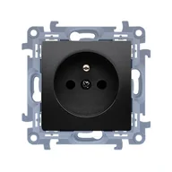 Gniazdka elektryczne - Gniazdo Pojedyncze Simon 10 Czarny Mat - miniaturka - grafika 1