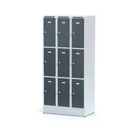 Szafki BHP - Alfa 3 Szafka ubraniowa 9-drzwiowa na cokole, drzwi antracytowe, zamek cylindryczny 1261836 - miniaturka - grafika 1