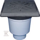 Akcesoria hydrauliczne - Wpust podwórzowy Perfekt DN110 z odejściem pionowym, ramą z żeliwa 260x260mm, kratką ściekową z żeliwa 226x226mm, klapą antyzapachową i koszem - miniaturka - grafika 1