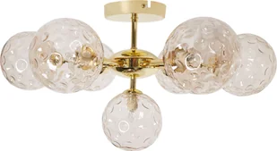BELIANI Lampa sufitowa beżowa ze złotym szklane klosze metalowa 7-punktowa wygląd glam do salonu - Oprawy, klosze i abażury - miniaturka - grafika 1