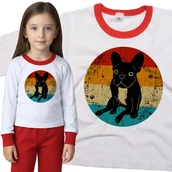 Piżamy dla dziewczynek - Piżama dziecięca Słodki Buldog Francuski Retro 86/92 - VoloDonum - miniaturka - grafika 1