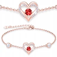 Bransoletki - Bransoletka Pozłacana Serce Czerwone Oczko z Cyrkoniami Heart SREBRO 925 - miniaturka - grafika 1