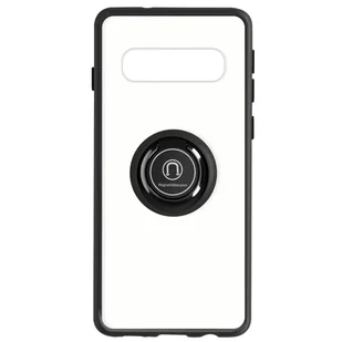 Etui z dwóch materiałów do Samsunga Galaxy S10 z metalowym pierścieniem Podstawka wideo w kolorze czarnym - Etui i futerały do telefonów - miniaturka - grafika 1