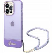 Etui i futerały do telefonów - Guess Etui Hardcase Translucent Pearl Strap do iPhone 14 Pro fioletowe - miniaturka - grafika 1