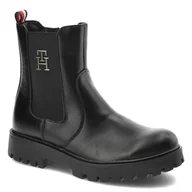 Botki damskie - Czarne Botki Tommy Hilfiger Modne Buty Damskie - miniaturka - grafika 1