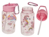 Shakery i bidony sportowe - Butelka na Wodę z Jednorożcem - Słomka i Karabińczyk - 450 ml - miniaturka - grafika 1