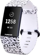 Akcesoria do smartwatchy - PASEK DO ZEGARKA FITBIT Charge 3/4 BIAŁY W NUTY SILIKON WODOODPORNY - miniaturka - grafika 1