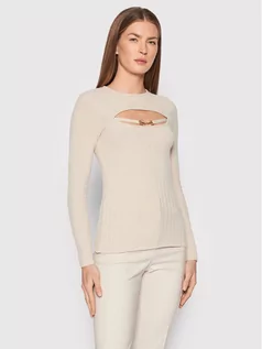 Swetry damskie - Rinascimento Sweter CFM0010755003 Beżowy Slim Fit - grafika 1