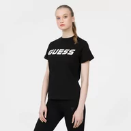 Koszulki sportowe damskie - Damski t-shirt z nadrukiem GUESS ESTHER - czarny - miniaturka - grafika 1