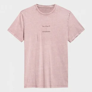 Męski t-shirt z nadrukiem 4F 4FSS23TTSHM296 - koral - Koszulki sportowe męskie - miniaturka - grafika 1