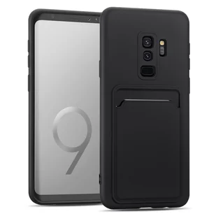 Etui na telefon komórkowy Samsung Galaxy S9 Plus silikonowe etui ochronne z kieszenią na kartę Slim Wallet Case, czarne - Etui i futerały do telefonów - miniaturka - grafika 1