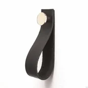 Wieszaki i stojaki - Wieszak ścienny 0153L Skórzany Czarny ze Srebrnym Polerowanym - miniaturka - grafika 1