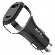 Ładowarki samochodowe - ŁADOWARKA SAMOCHODOWA SZYBKIE ŁADOWANIE USB USB-C PD QC 38W MOCNA 3A - miniaturka - grafika 1