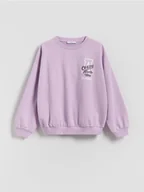 Bluzki dla dziewczynek - Reserved - Bawełniana bluza z nadrukiem - lawendowy - miniaturka - grafika 1