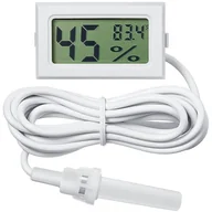 Stacje pogodowe - Miniaturowy termometr cyfrowy i higrometr z sondą, wyświetlacz Fahrenheita (biały) - miniaturka - grafika 1