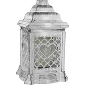 Lampiony i znicze - Znicz kapliczka ażurowa z sercem KAT 207 SE BSR 14,5 x 26 cm biało-srebrny - miniaturka - grafika 1