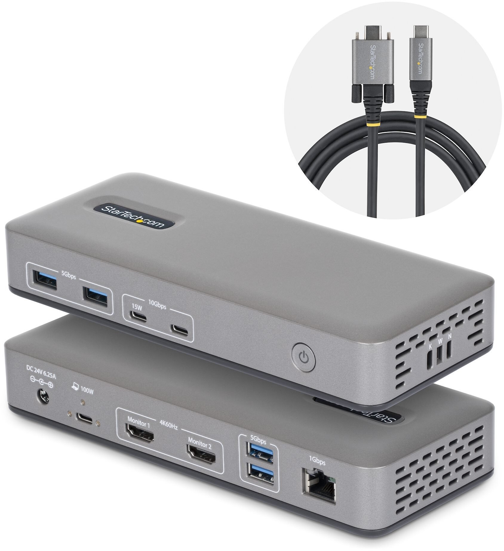 Stacja/replikator StarTech STARTECH.COM USB-C Dockingstation Dual 4K 60Hz HDMI MST Dock 100W Power Delivery ładowanie laptopa bez sterowników Windows 196UE-USBC-DOCK