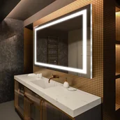Lustra - Lustro Premium z podświetleniem LED do łazienki (100x80 cm) Lustro z podświetleniem LED i dotykowym włącznikiem oświetlenia - miniaturka - grafika 1