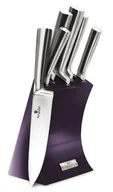 Noże - Zestaw stalowych noży w fioletowym stojaku W5-R52 - miniaturka - grafika 1