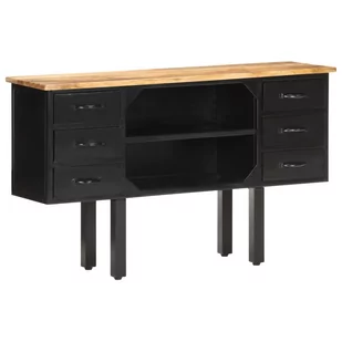 VidaXL Komoda, 110x30x65 cm, lite surowe drewno mango i stal 321571 VidaXL - Komody - miniaturka - grafika 1