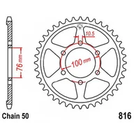 Części motocyklowe - Zębatka tylna 816-50, 50 zębów, rozmiar 530 - miniaturka - grafika 1