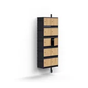 Szafki na buty - Szafka na buty ENTRY, moduł dodatkowy, naścienna, 10 drewnianych drzwi, 1800x600x300 mm, antracyt/dą - miniaturka - grafika 1