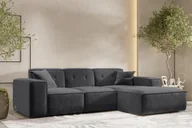 Narożniki - Sofa w kształcie L PULA narożnik tkanina Perfect Harmony czarny prawy - miniaturka - grafika 1