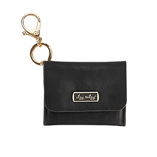 Itzy Ritzy Itzy Mini portfel etui na karty i breloczek do kluczy; można przymocować do torby na pieluchy, torebki, torby podróżnej lub breloka; czarny