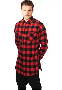 Koszule męskie - Urban Classics Męska koszula z zamkiem błyskawicznym z długim rękawem, flanelowa koszula na czas wolny, Wielokolorowy (Blk/Red 00044), S - grafika 1