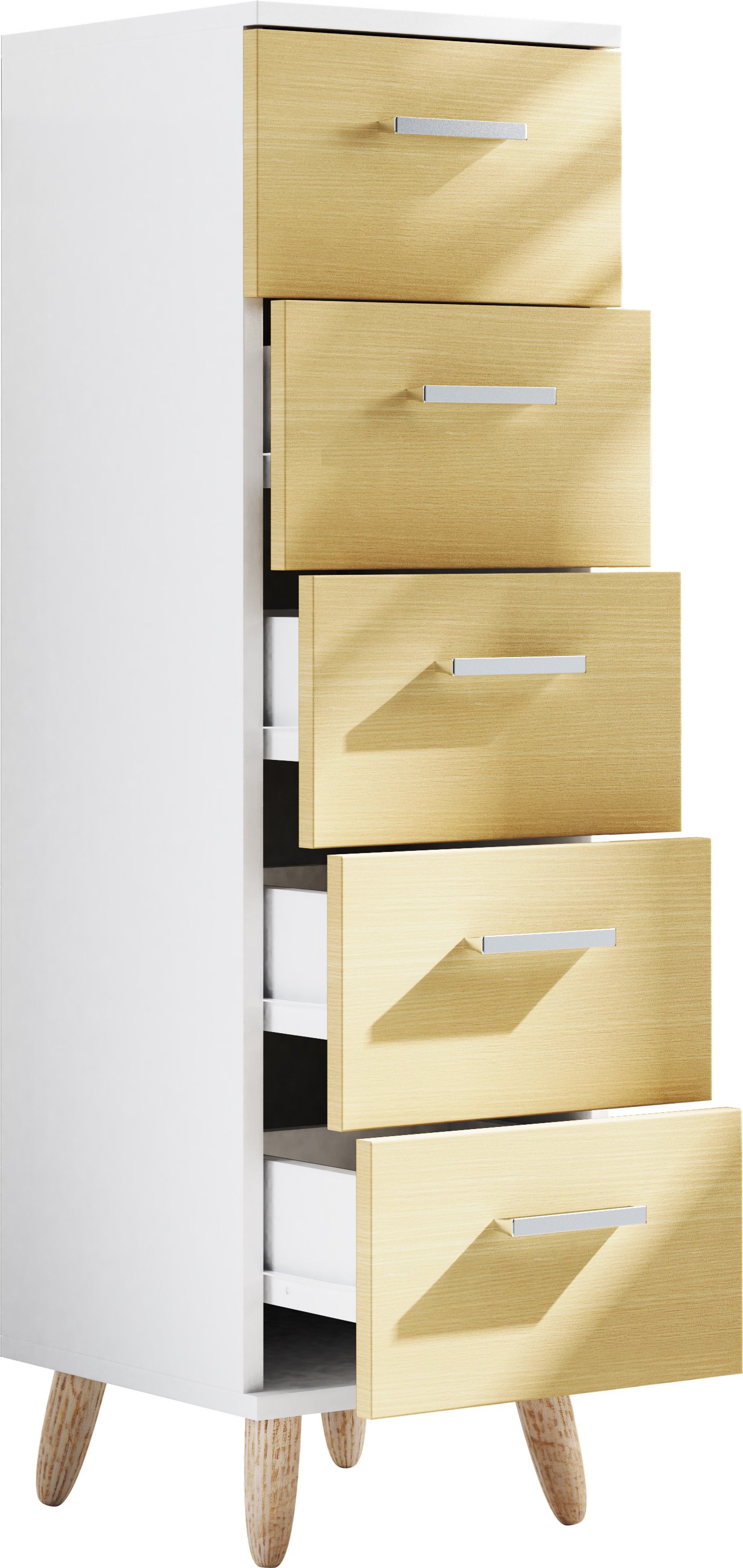 LandosSB szafka łazienkowa 5 szufladami dąbReplika , biały.