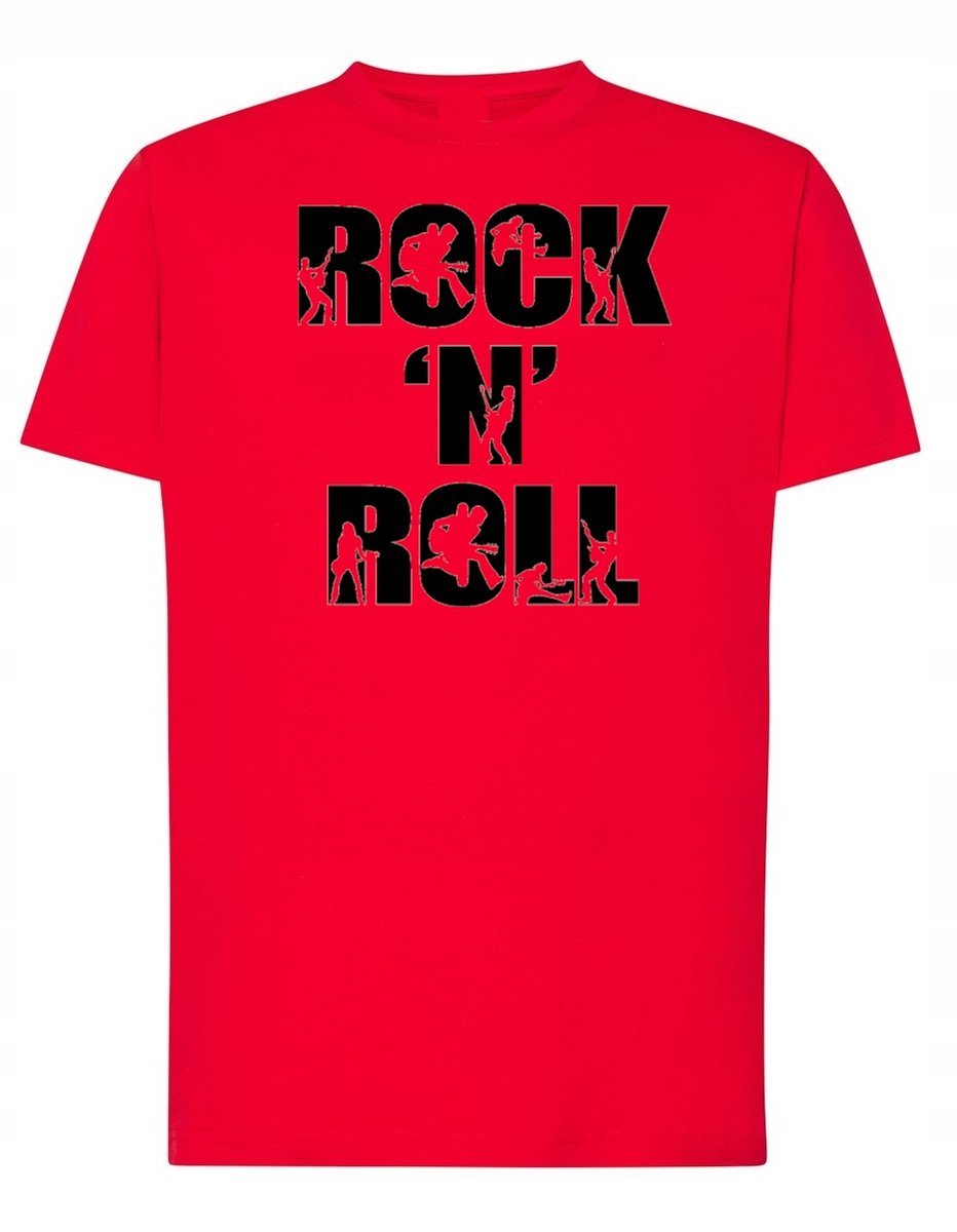 T-Shirt męski nadruk napis Rock'n Roll r.XS