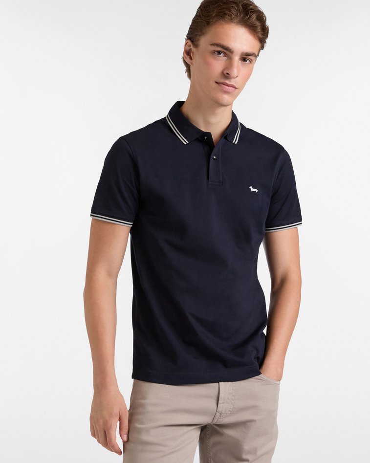 polo essentials bawełna męskie niebieski scuro