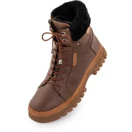 Buty rowerowe - Skórzane Boty Zimowe Nell 207 Praline - Styl i Komfort - miniaturka - grafika 1