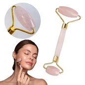 Pozostałe urządzenia kosmetyczne - Masażer Kwarcowy Różowy Roller Do Twarzy Wałek Naturany Kwarc Lifting - miniaturka - grafika 1